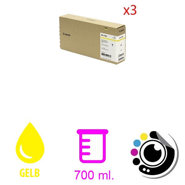 Original pack 3 Cartucho Canon PFI-710 Gelb (2357c003)