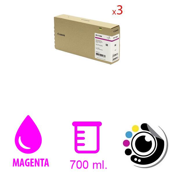 Original pack 3 Cartucho Canon PFI-710 Magenta (2356c003)