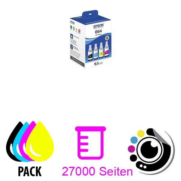 Original Epson Multipack 664 Tonerkartusche Schwarz / Cyan / Magenta / Gelb (C13T664640)