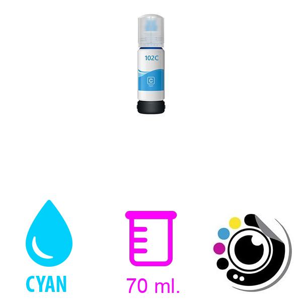 Compatible botella Epson 102/103/104/107/T6641/T6731 Cyan C13T03R140