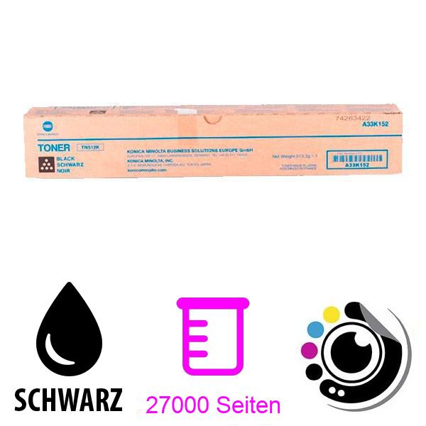 Original Toner Konica Minolta Bizhub C454 / C554 Schwarz A33K152 / TN-512K / TN512