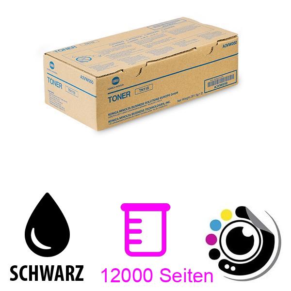 Original Pack 2 Toner Konica Minolta TN118 A3VW050 schwarz