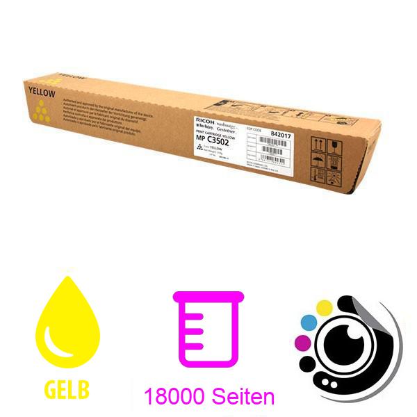 Original Toner Ricoh Aficio MP-C3002 / MP-C3502 gelb