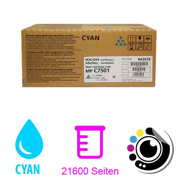 Original Toner Ricoh MP C6501 / C7501 cyan 842076